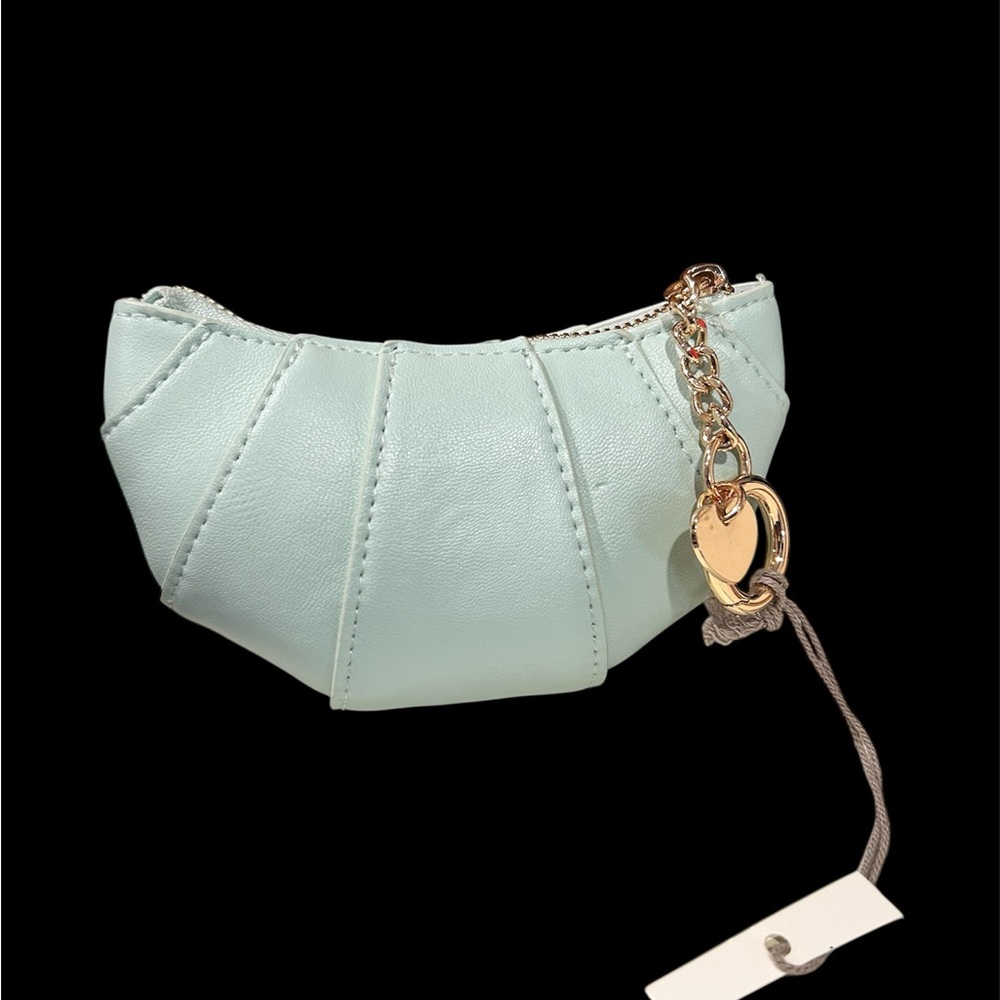 Croissant Mint Green Bag Charm with Gold Accents